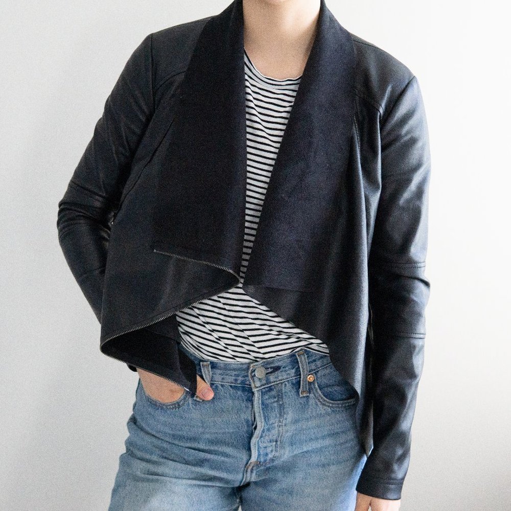 Express drape-y vegan leather jacket - XS